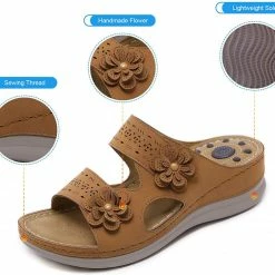 Nuheel® Womens Casual Sommer Sandals Comfy Foot Massage Slippers Boho Handmade Flower Wedges Walking Shoes 52 Nuheel® Womens Casual Sommer Sandals Comfy Foot Massage Slippers Boho Handmade Flower Wedges Walking Shoes