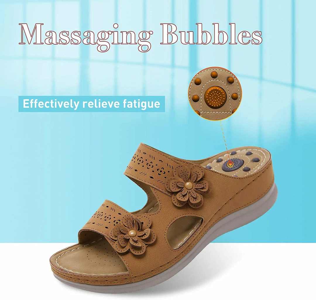 Nuheel® Womens Casual Sommer Sandals Comfy Foot Massage Slippers Boho Handmade Flower Wedges Walking Shoes 12 Nuheel® Womens Casual Sommer Sandals Comfy Foot Massage Slippers Boho Handmade Flower Wedges Walking Shoes