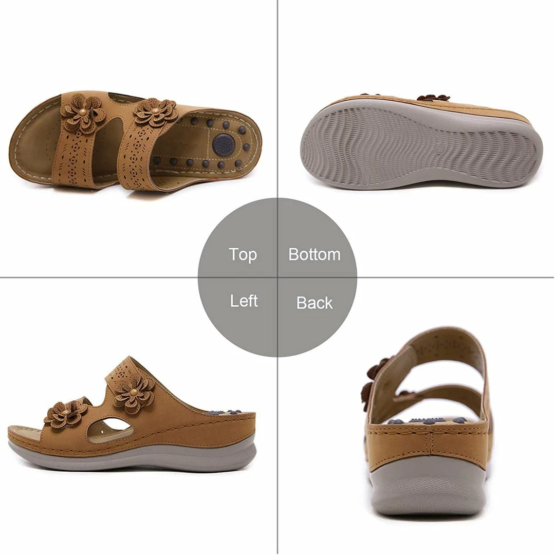 Nuheel® Womens Casual Sommer Sandals Comfy Foot Massage Slippers Boho Handmade Flower Wedges Walking Shoes 14 Nuheel® Womens Casual Sommer Sandals Comfy Foot Massage Slippers Boho Handmade Flower Wedges Walking Shoes