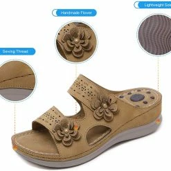 Nuheel® Womens Casual Sommer Sandals Comfy Foot Massage Slippers Boho Handmade Flower Wedges Walking Shoes 59 Nuheel® Womens Casual Sommer Sandals Comfy Foot Massage Slippers Boho Handmade Flower Wedges Walking Shoes