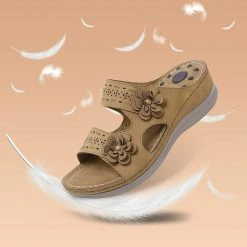Nuheel® Womens Casual Sommer Sandals Comfy Foot Massage Slippers Boho Handmade Flower Wedges Walking Shoes 61 Nuheel® Womens Casual Sommer Sandals Comfy Foot Massage Slippers Boho Handmade Flower Wedges Walking Shoes