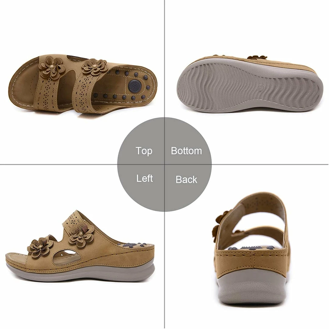Nuheel® Womens Casual Sommer Sandals Comfy Foot Massage Slippers Boho Handmade Flower Wedges Walking Shoes 21 Nuheel® Womens Casual Sommer Sandals Comfy Foot Massage Slippers Boho Handmade Flower Wedges Walking Shoes