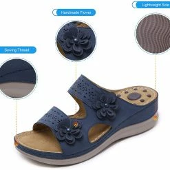 Nuheel® Womens Casual Sommer Sandals Comfy Foot Massage Slippers Boho Handmade Flower Wedges Walking Shoes 66 Nuheel® Womens Casual Sommer Sandals Comfy Foot Massage Slippers Boho Handmade Flower Wedges Walking Shoes