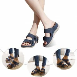 Nuheel® Womens Casual Sommer Sandals Comfy Foot Massage Slippers Boho Handmade Flower Wedges Walking Shoes 70 Nuheel® Womens Casual Sommer Sandals Comfy Foot Massage Slippers Boho Handmade Flower Wedges Walking Shoes