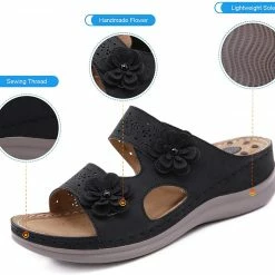 Nuheel® Womens Casual Sommer Sandals Comfy Foot Massage Slippers Boho Handmade Flower Wedges Walking Shoes 73 Nuheel® Womens Casual Sommer Sandals Comfy Foot Massage Slippers Boho Handmade Flower Wedges Walking Shoes
