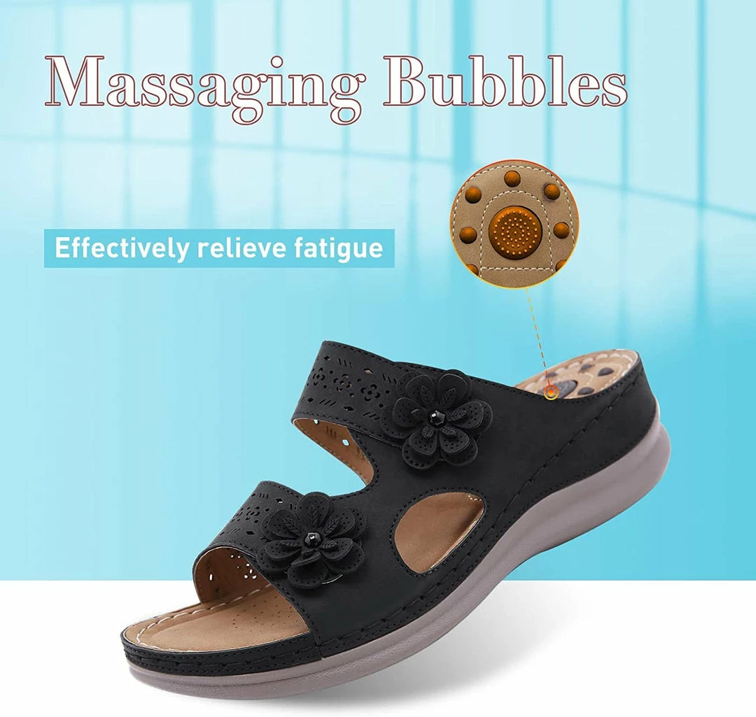 Nuheel® Womens Casual Sommer Sandals Comfy Foot Massage Slippers Boho Handmade Flower Wedges Walking Shoes 33 Nuheel® Womens Casual Sommer Sandals Comfy Foot Massage Slippers Boho Handmade Flower Wedges Walking Shoes