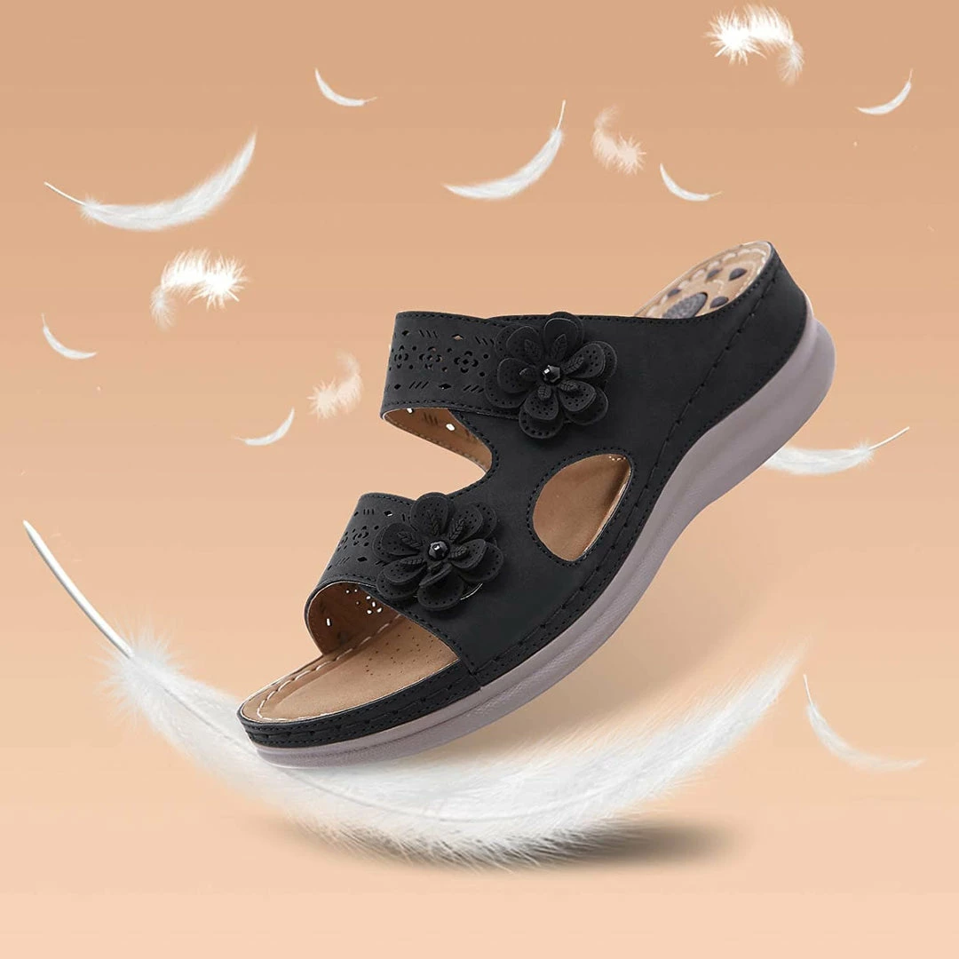 Nuheel® Womens Casual Sommer Sandals Comfy Foot Massage Slippers Boho Handmade Flower Wedges Walking Shoes 34 Nuheel® Womens Casual Sommer Sandals Comfy Foot Massage Slippers Boho Handmade Flower Wedges Walking Shoes