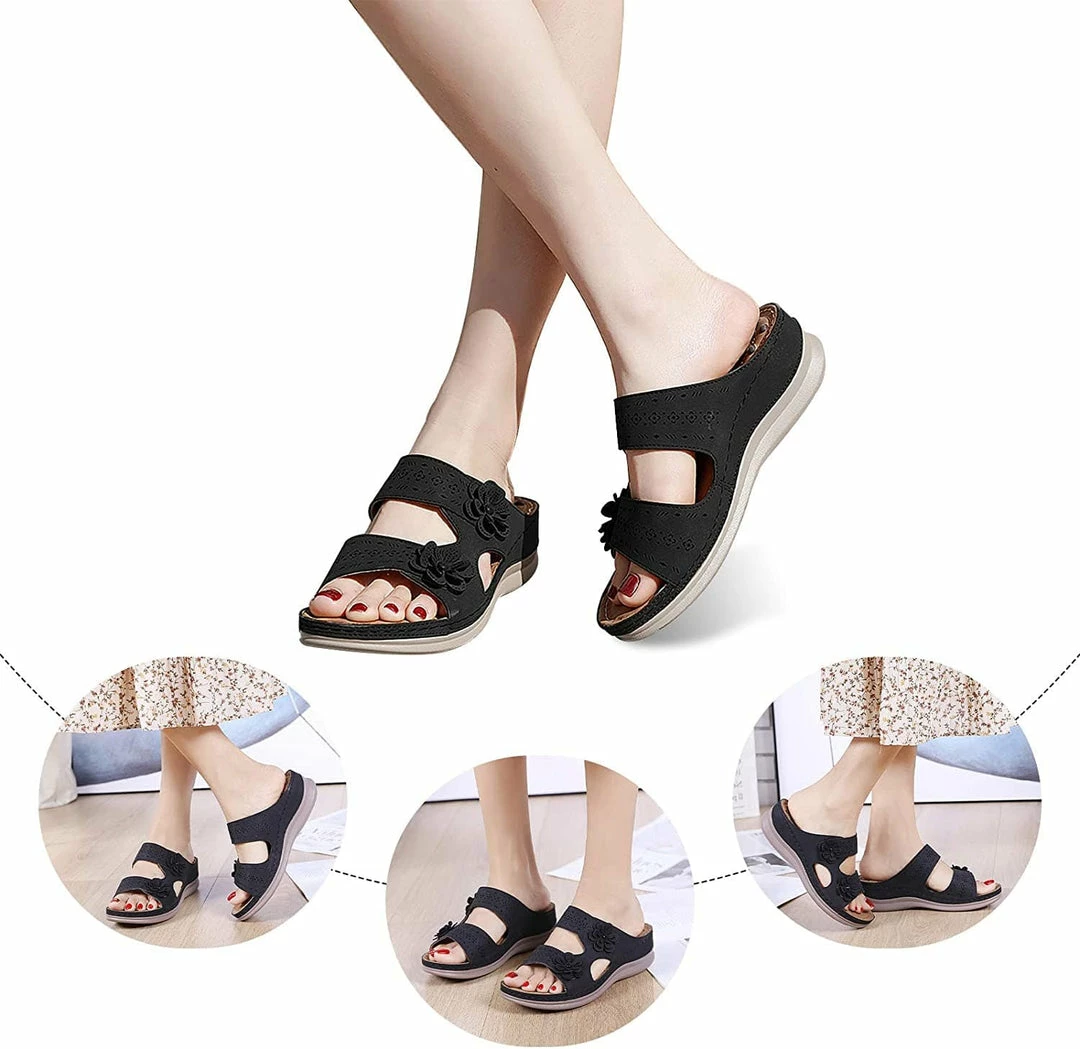 Nuheel® Womens Casual Sommer Sandals Comfy Foot Massage Slippers Boho Handmade Flower Wedges Walking Shoes 36 Nuheel® Womens Casual Sommer Sandals Comfy Foot Massage Slippers Boho Handmade Flower Wedges Walking Shoes