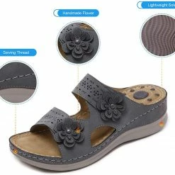 Nuheel® Womens Casual Sommer Sandals Comfy Foot Massage Slippers Boho Handmade Flower Wedges Walking Shoes 80 Nuheel® Womens Casual Sommer Sandals Comfy Foot Massage Slippers Boho Handmade Flower Wedges Walking Shoes
