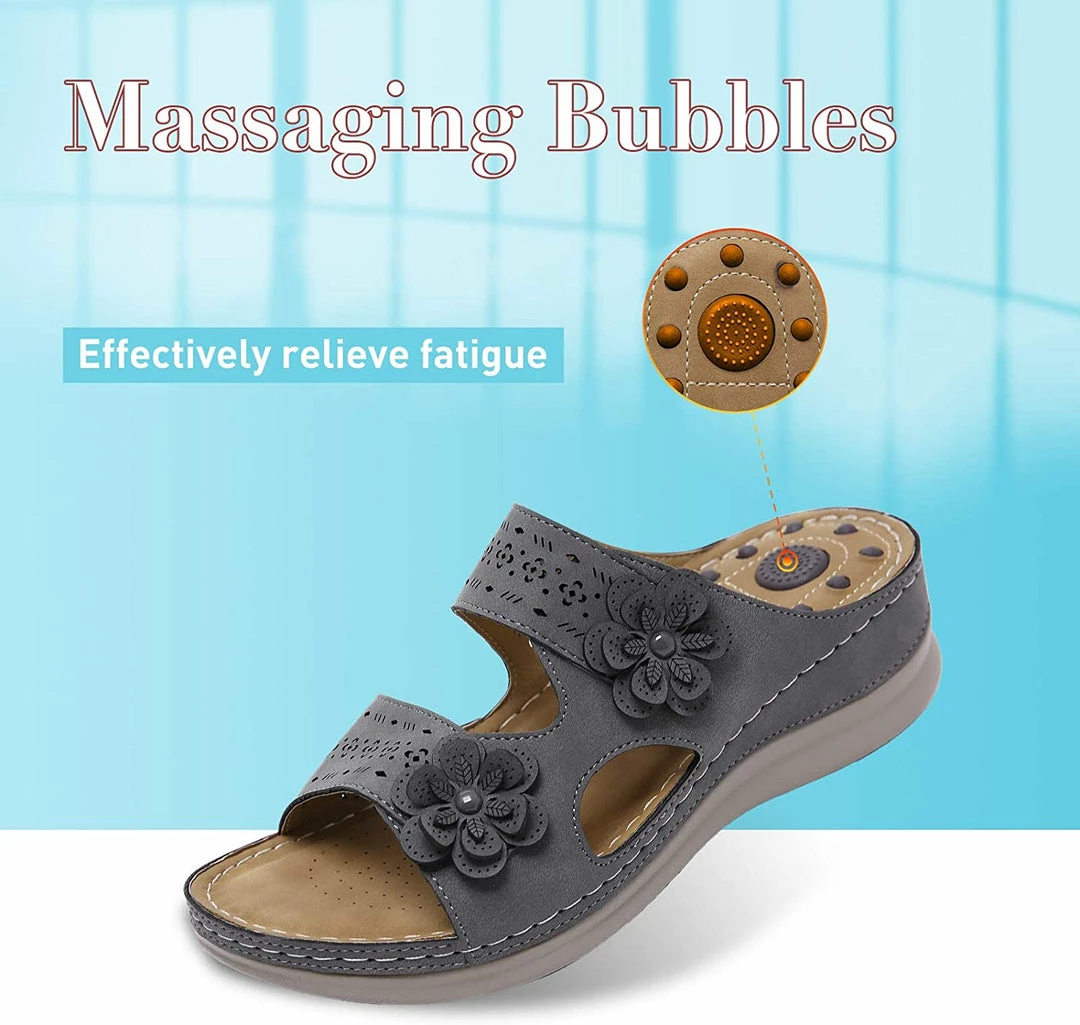 Nuheel® Womens Casual Sommer Sandals Comfy Foot Massage Slippers Boho Handmade Flower Wedges Walking Shoes 40 Nuheel® Womens Casual Sommer Sandals Comfy Foot Massage Slippers Boho Handmade Flower Wedges Walking Shoes