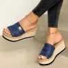Nuheel® Women's Platform Slide Sandals Suede Wedge Heel Comfortable Peep Toe Slip On Summer Wedge Slippers Woman
