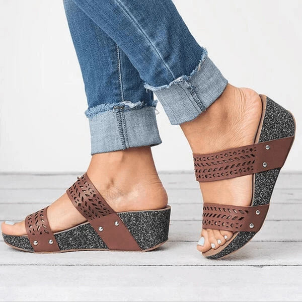 Nuheel® Wedges Slide Platform Sandals Women's Platform Wedge Heel Peep Toe PU Sandals Summer Fashion Slippers Woman 3 Nuheel® Wedges Slide Platform Sandals Women's Platform Wedge Heel Peep Toe PU Sandals Summer Fashion Slippers Woman