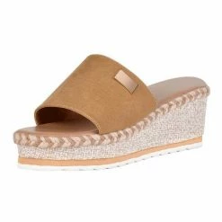 Nuheel® Women's Platform Slide Sandals Suede Wedge Heel Comfortable Peep Toe Slip On Summer Wedge Slippers Woman