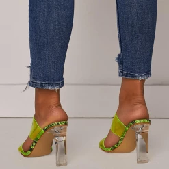 Nuheel® Women's PVC Chunky Heel Sandals Pumps Peep Toe Slippers Woman