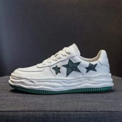 Nuheel® Nuheel Leather Tennis Shoes Stars White Sneakers Non-Slip Platform Shoes 12