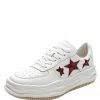 Nuheel® Nuheel Leather Tennis Shoes Stars White Sneakers Non-Slip Platform Shoes 12