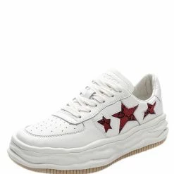 Nuheel® Nuheel Leather Tennis Shoes Stars White Sneakers Non-Slip Platform Shoes 12
