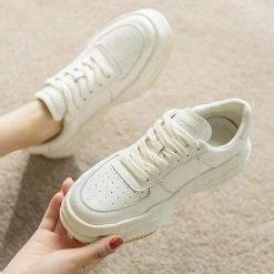 Nuheel® Nuheel Leather Tennis Shoes Stars White Sneakers Non-Slip Platform Shoes 12
