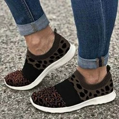 Nuheel® Women's Lightweight Sneakers Fashion Leopard Slip On Shoes Sports Gym Athletic Walking Shoes Woman