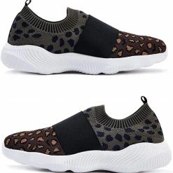 Nuheel® Women's Lightweight Sneakers Fashion Leopard Slip On Shoes Sports Gym Athletic Walking Shoes Woman