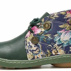 Nuheel® Vintage Ankle Boots Winter Flower Pattern Splicing Leather Boots Lace-Up 53 Nuheel® Vintage Ankle Boots Winter Flower Pattern Splicing Leather Boots Lace-Up