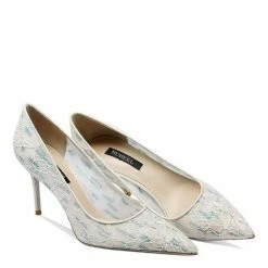 Nuheel Lace Mesh Bridal Shoes Stiletto Wedding Shoes For Bride Green Heels