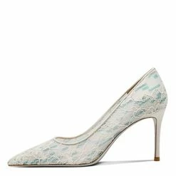Nuheel Lace Mesh Bridal Shoes Stiletto Wedding Shoes For Bride Green Heels