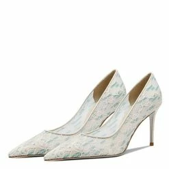 Nuheel Lace Mesh Bridal Shoes Stiletto Wedding Shoes For Bride Green Heels