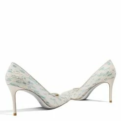Nuheel Lace Mesh Bridal Shoes Stiletto Wedding Shoes For Bride Green Heels