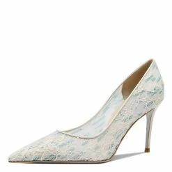 Nuheel Lace Mesh Bridal Shoes Stiletto Wedding Shoes For Bride Green Heels
