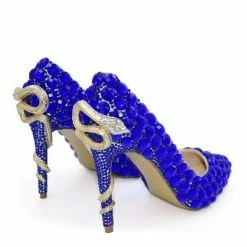 Nuheel® Nuheel Handmade Diamond Blue Heels Snake-Shaped Stilettos Bridal Shoes Sexy Wedding Shoes For Bride