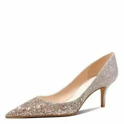 Nuheel® Nuheel Sequins Bridal Shoes Elegant Wedding Shoes For Bride Stilettos Gold Heels 1.3-3