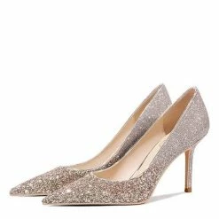 Nuheel® Nuheel Sequins Bridal Shoes Elegant Wedding Shoes For Bride Stilettos Gold Heels 1.3-3