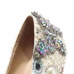 Nuheel® Nuheel Fancy Diamond Bridal Shoes Bow High Heels Stilettos Wedding Shoes For Bride 9.5