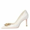 Nuheel® Nuheel Gold Petals Bridal Shoes Silk Wedding Shoes For Bride Stilettos Nude Heels