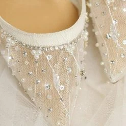 Nuheel® NUHEEL LACE BRIDAL SHOES DIAMOND WEDDING SHOES FOR BRIDE STILETTOS Pointed CLEAR HEELS