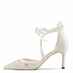 Nuheel® NUHEEL LACE BRIDAL SHOES DIAMOND WEDDING SHOES FOR BRIDE STILETTOS Pointed CLEAR HEELS