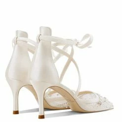 Nuheel® NUHEEL LACE BRIDAL SHOES DIAMOND WEDDING SHOES FOR BRIDE STILETTOS Pointed CLEAR HEELS