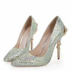 Nuheel® Nuheel Leather Bridal Shoes Fancy Diamond High Heels Stilettos Wedding Shoes For Bride