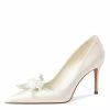 Nuheel® Nuheel Pearl Flowers Nude Heels Silk Bridal Shoes Stilettos Wedding Shoes For Bride