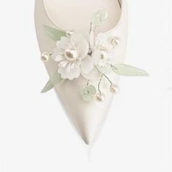 Nuheel® Nuheel Pearl Flowers Nude Heels Silk Bridal Shoes Stilettos Wedding Shoes For Bride