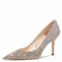 Nuheel® Nuheel Sequins Bridal Shoes Elegant Wedding Shoes For Bride Stilettos Gold Heels 1.3-3"