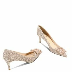 Nuheel® Nuheel Sequins Bridal Shoes Rhinestone Wedding Shoes For Bride Heels 1-2.5