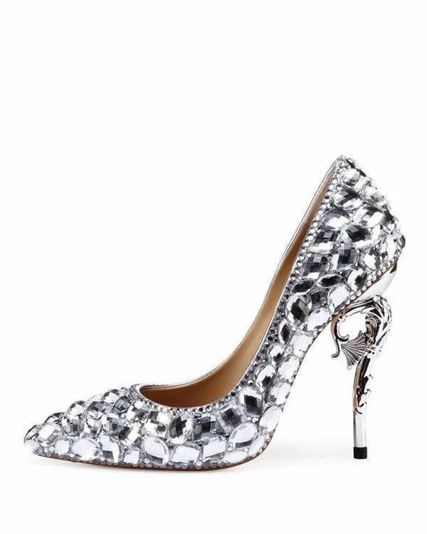Nuheel® Nuheel Leather Bridal Shoes Rhinestone High Heels Stilettos Wedding Shoes For Bride 4 Nuheel® Nuheel Leather Bridal Shoes Rhinestone High Heels Stilettos Wedding Shoes For Bride