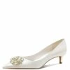 Nuheel® Nuheel Crystal Flower Bridal Shoes Satin Wedding Shoes For Bridal Silk Stilettos Nude Heels