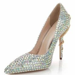 Nuheel® Nuheel Leather Bridal Shoes Fancy Diamond High Heels Stilettos Wedding Shoes For Bride