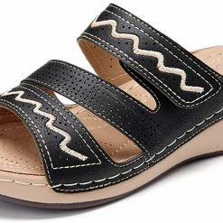Nuheel® Women's Sandals Mules Wedge Sandal Leather Slippers Bohemian Flip Flop Thongs Woman