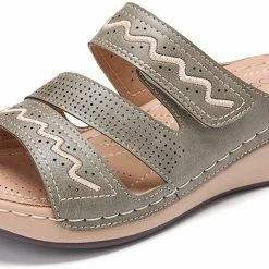 Nuheel® Women's Sandals Mules Wedge Sandal Leather Slippers Bohemian Flip Flop Thongs Woman