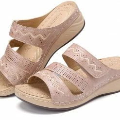 Nuheel® Women's Sandals Mules Wedge Sandal Leather Slippers Bohemian Flip Flop Thongs Woman