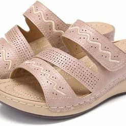 Nuheel® Women's Sandals Mules Wedge Sandal Leather Slippers Bohemian Flip Flop Thongs Woman